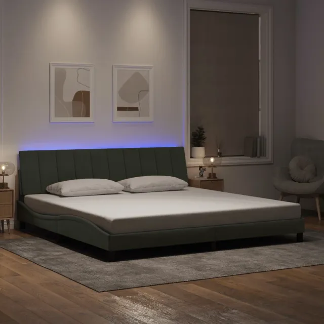 vidaXL Bedframe met LED zonder matras "Hanko" lichtgrijs 200x200 cm