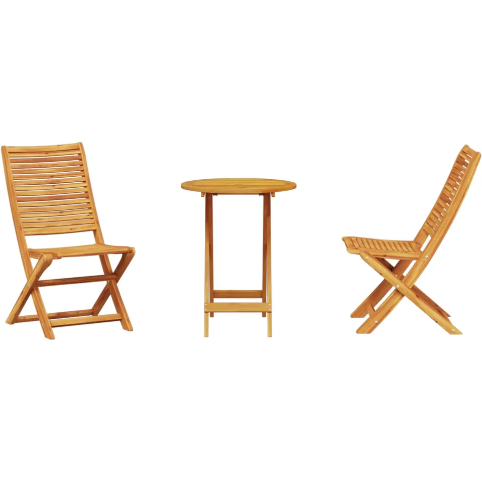 vidaXL Vouw Bistro Set 3 st Bruin Massief Acaciahout, foto 3