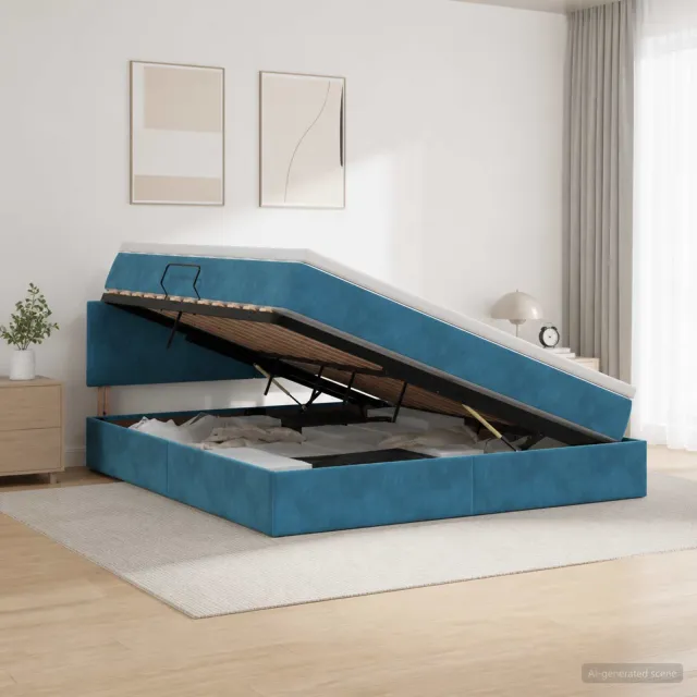 vidaXL Opslag bed met hoofdeinde Donkerblauw 180 x 200 cm Fluweel