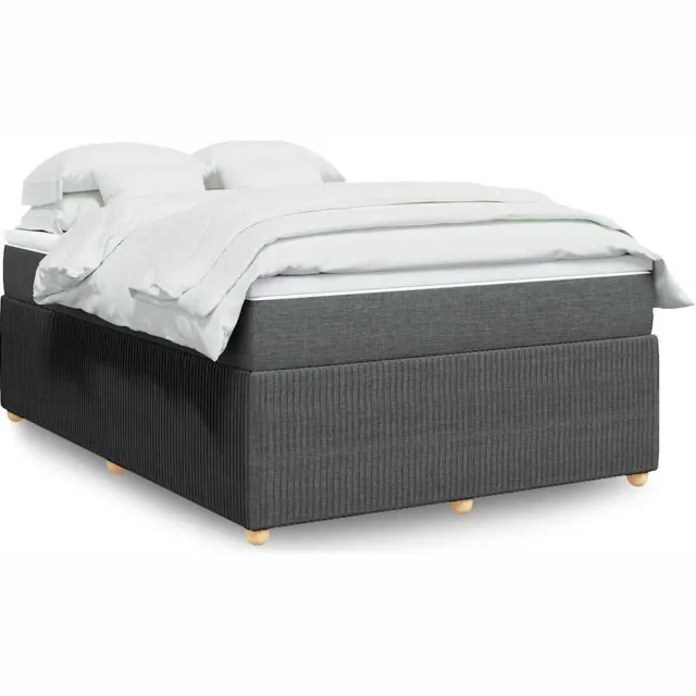 vidaXL Boxspring met matras stof donkergrijs 160x200 cm grijs