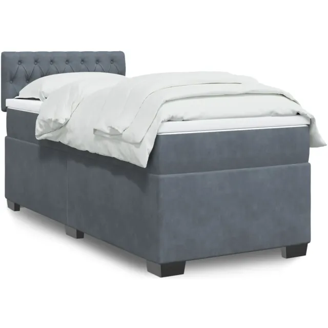 vidaXL Boxspring met matras fluweel donkergrijs 1-persoons