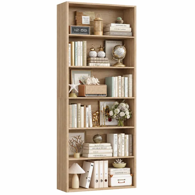 DPLUNIQ Boekenkast - Boekenplank - Kast - Opbergkast - 60x23,5x180cm - Hout - 6 Niveaus - Modern - Max 90kg - 28,5cm - Eiken