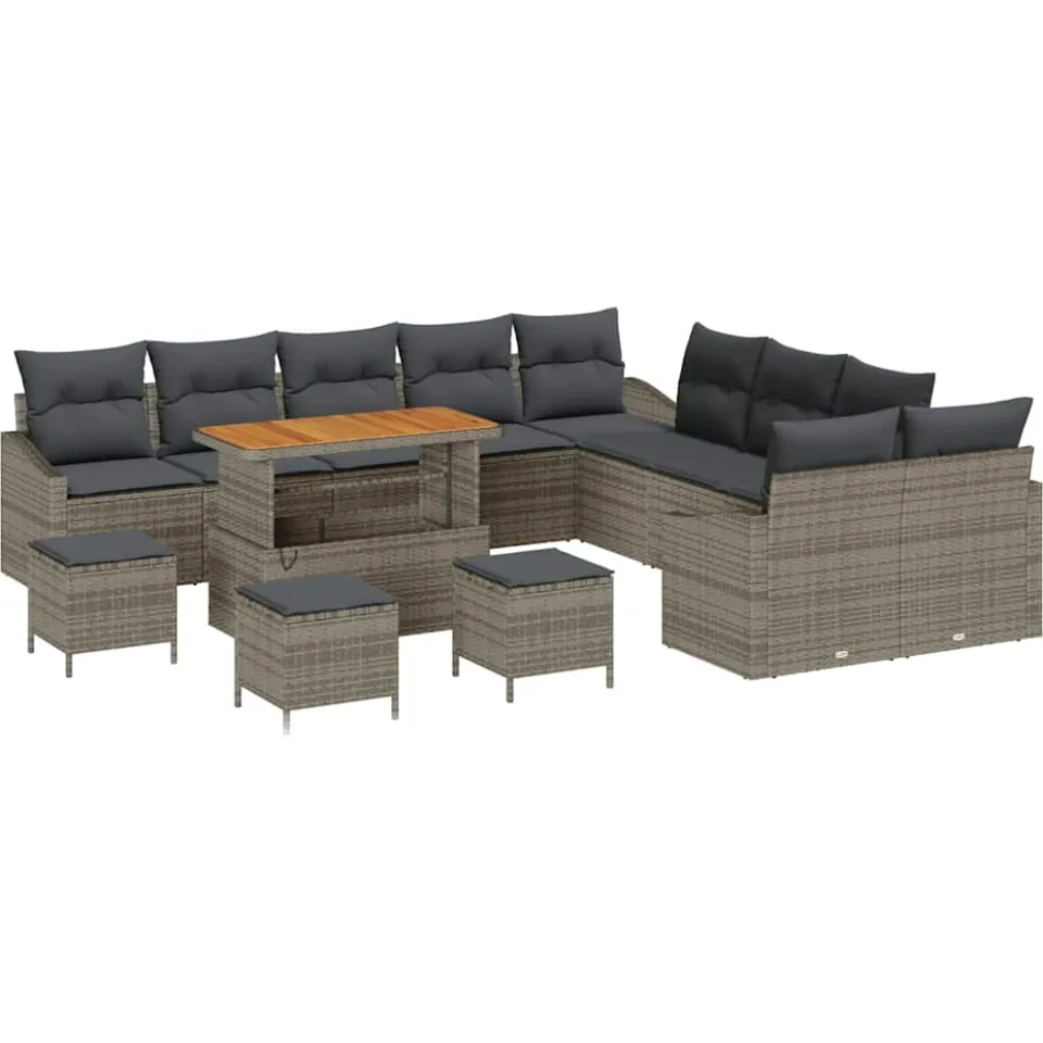 vidaXL Tuinbankenset 14 st Grijs poly rattan