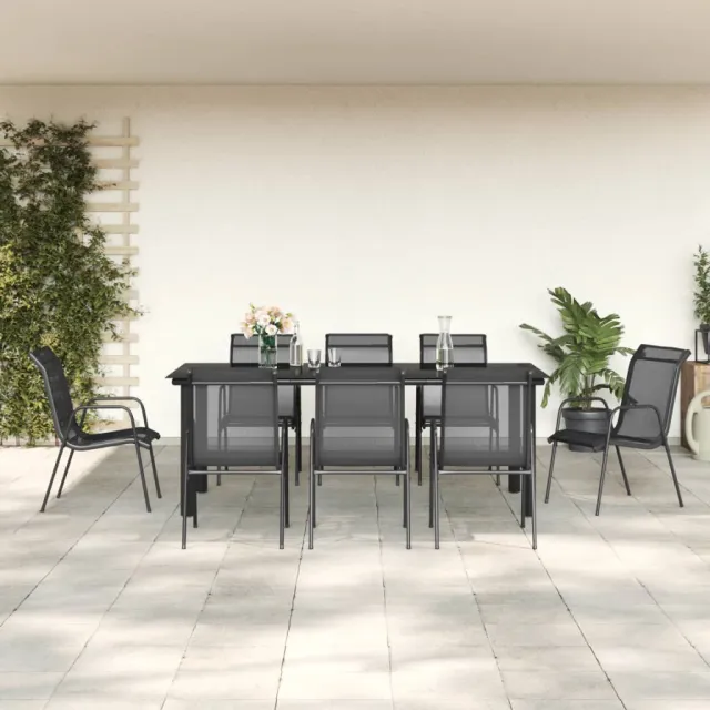 vidaXL 9-delige Tuinset textileen en staal zwart, foto 2