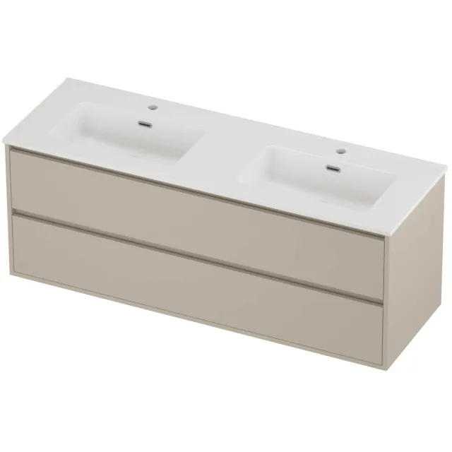 Proline Tribute Badmeubelset Porselein Elegant 2 Gaten 140x46x54 cm Glans Wit Soft Linen Beige