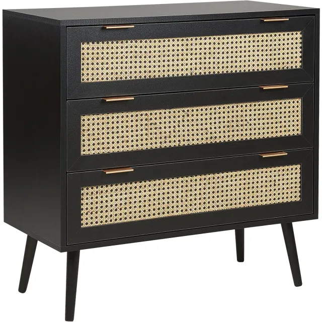 Beliani OPOCO - Commode - Zwart - Rotan