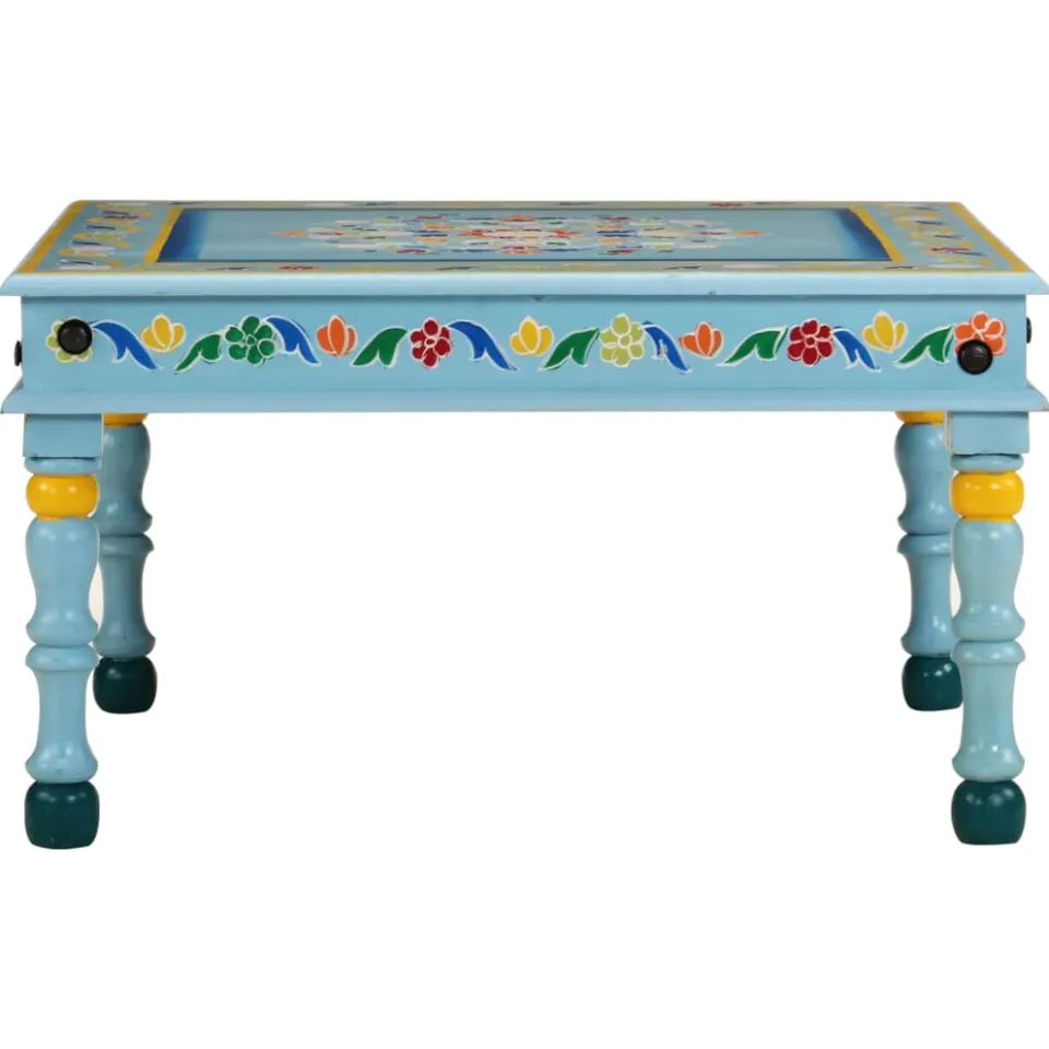 vidaXL Salontafel handbeschilderd massief mangohout turquoise