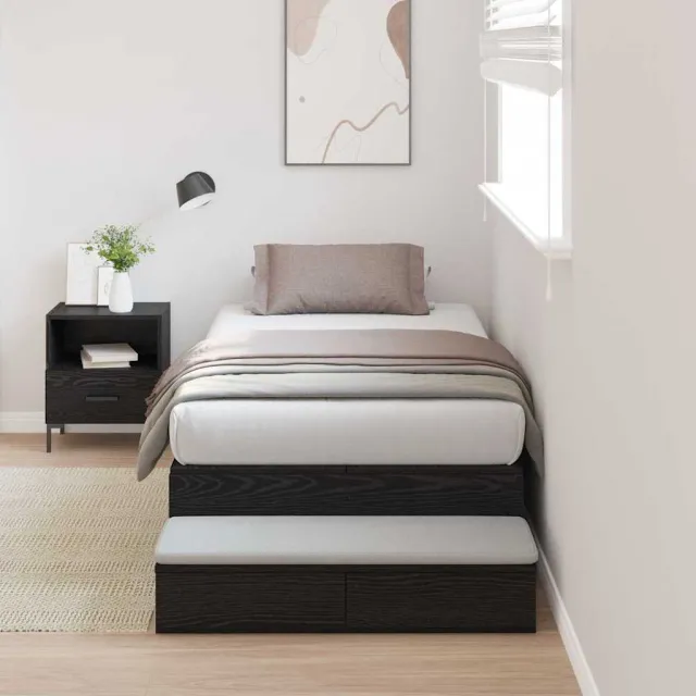 vidaXL Opbergbedframe met lade Zwart Eiken 75 cm Bewerkt hout