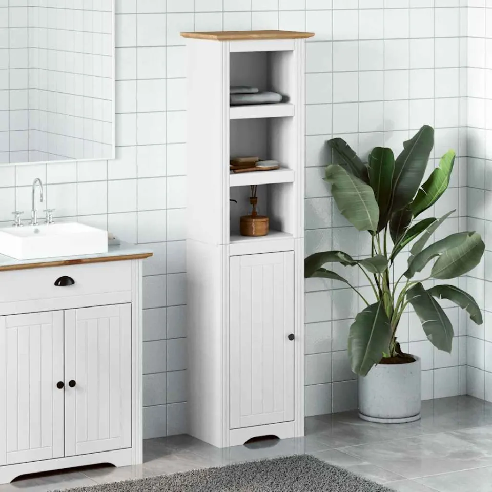 vidaXL Badkamerkast BODO 44x30x160 cm wit en bruin, foto 2