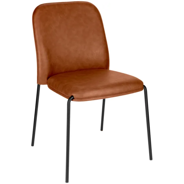 2x VEGA Stapelbare stoel Limano kunstleer; 52x43x82 cm (BxDxH); zitting roestbruin, frame zwart; 2 stuk / verpakking