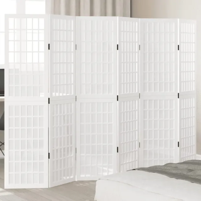 vidaXL Kamerscherm met 6 panelen massief paulowniahout wit, foto 2