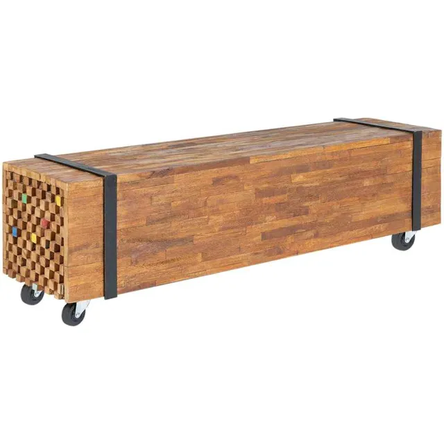 vidaXL Tv-meubel 110x30x32,5 cm massief teakhout bruin, foto 2