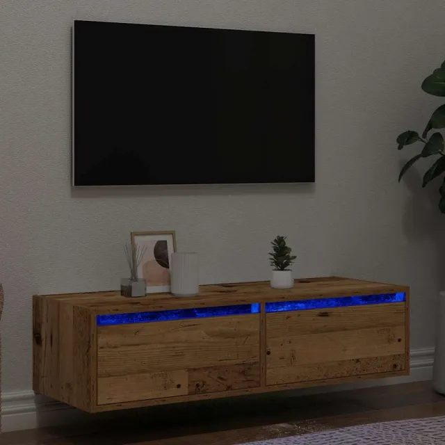vidaXL Tv-meubel met LED-verlichting 100X35,5x25 cm oud houtkleurig Bruin