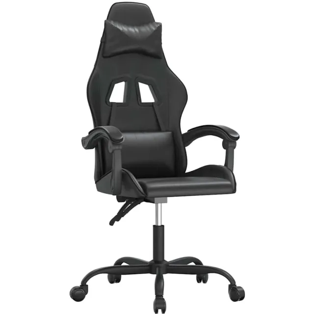 vidaXL Gamestoel - draaibaar - kunstleer - zwart