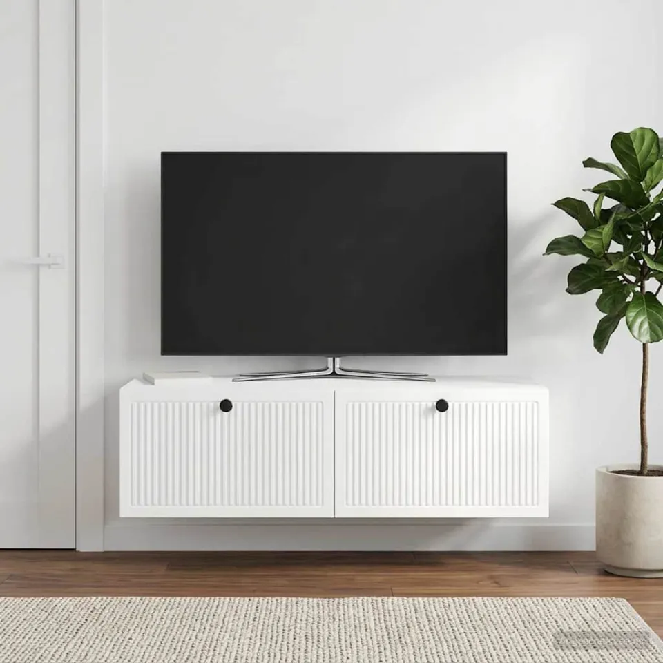 vidaXL Wandbeugel TV-kast Hoogglans Wit 98 x 41 x 30 cm Bewerkt hout, foto 4