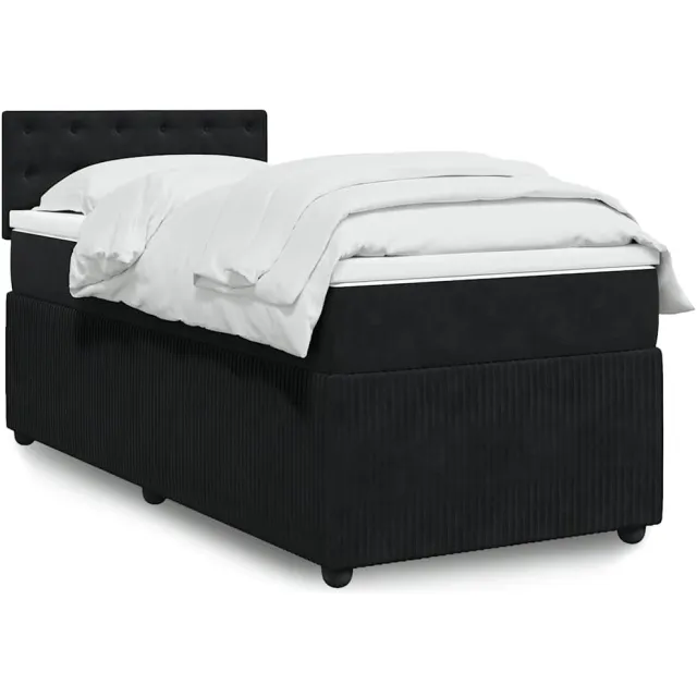 vidaXL Boxspring met matras fluweel zwart 80x200 cm