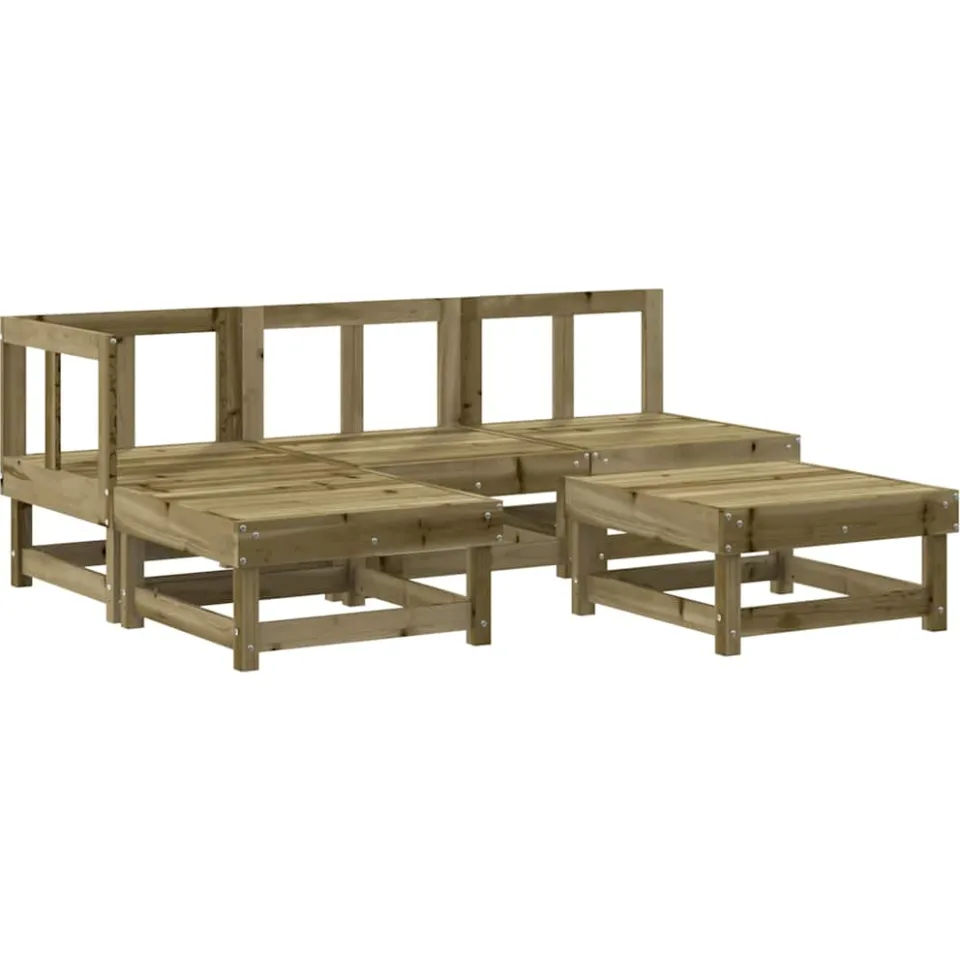 vidaXL 5-delige Loungeset geïmpregneerd grenenhout bruin, foto 3