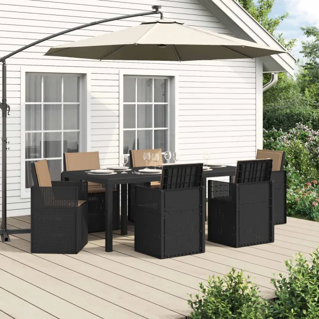 vidaXL Tuin eettafelset 7 st Antracietkleurig en taupe PP Anthraciet