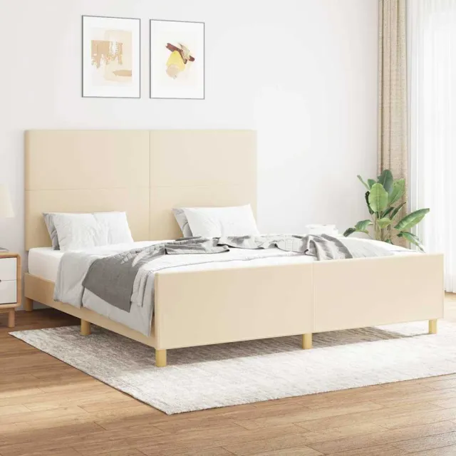 vidaXL Bedframe zonder matras stof crèmekleurig 160x200 cm