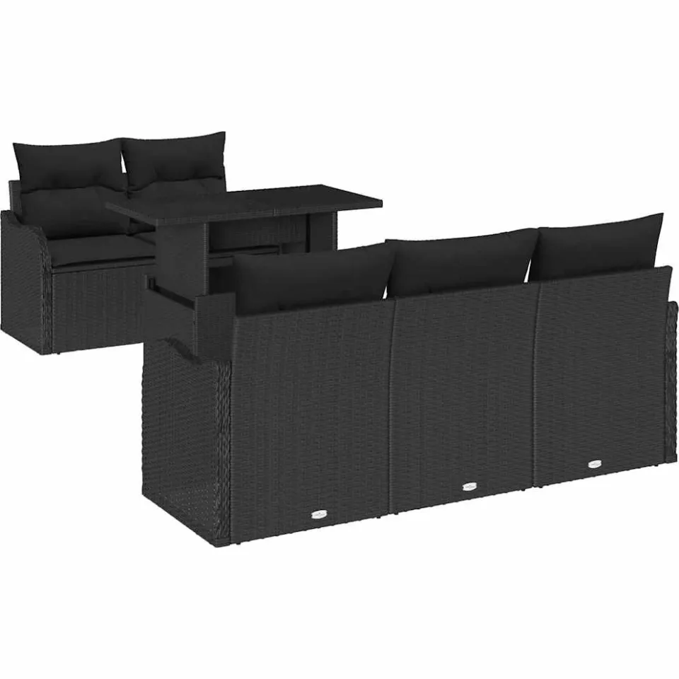 vidaXL Tuin Sofa Set 6 st Zwart poly rattan