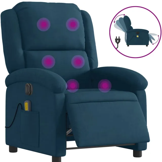 vidaXL Massagestoel - elektrisch - verstelbaar - fluweel - blauw