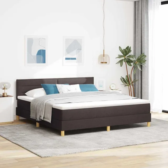 vidaXL Boxspringbed met kussen Donkerbruin 180 x 200 cm Stof
