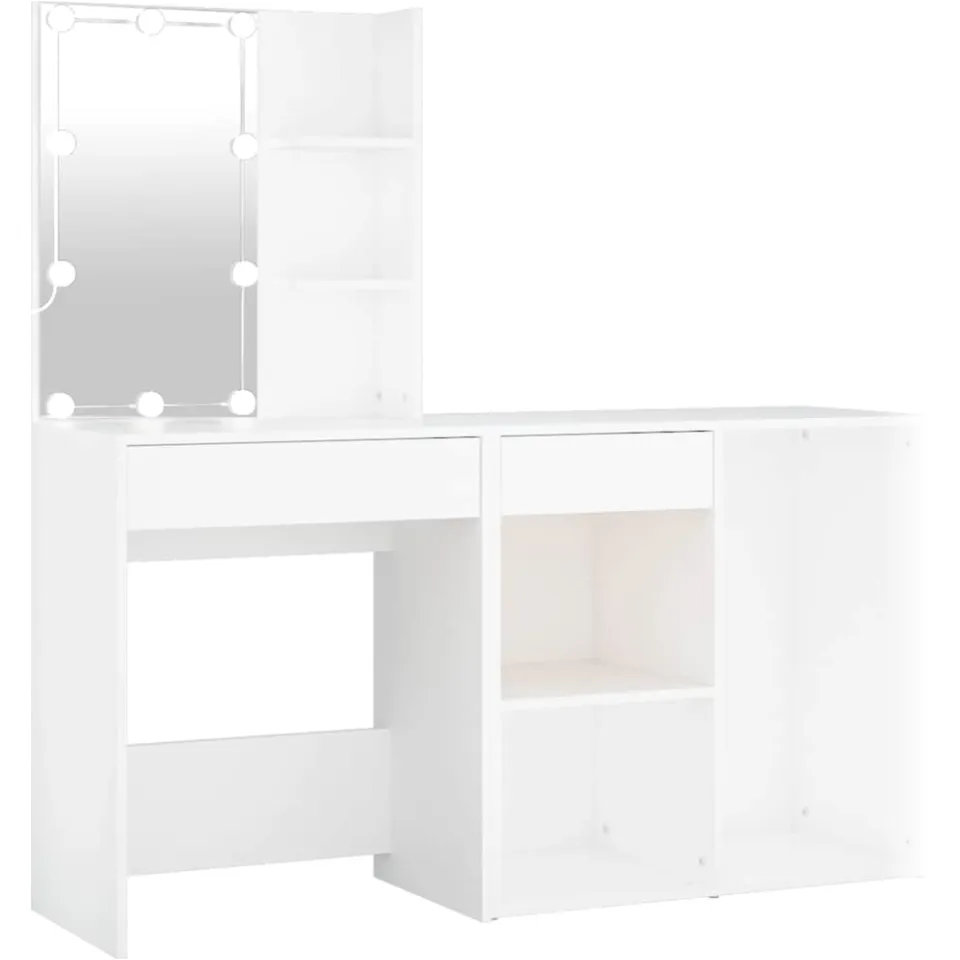 vidaXL Kaptafel met kastje en LED's bewerkt hout wit