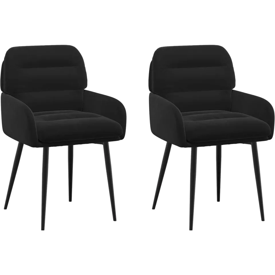 vidaXL Eettafelstoelen 2 st fluweel Zwart 59 x 59,5 x 90 cm, foto 3