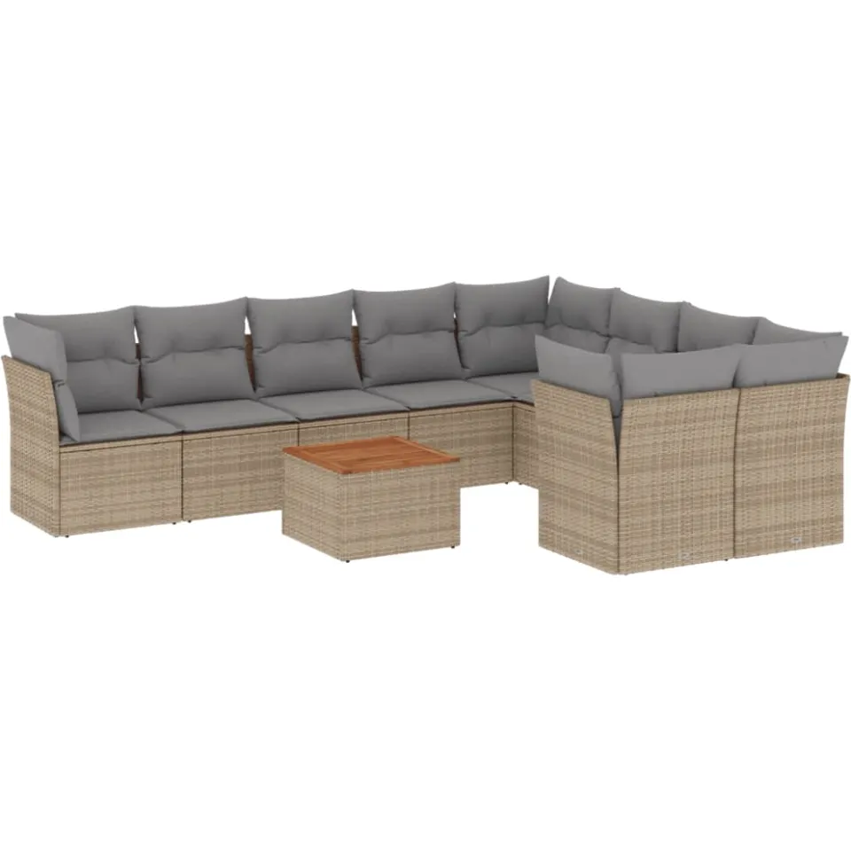 vidaXL Patio Sofa Set 9-zits Beige mix en grijs, foto 3