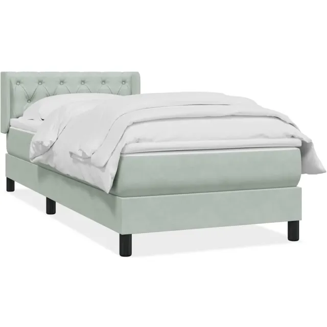 vidaXL Boxspring met matras fluweel lichtgrijs 80x220 cm grijs