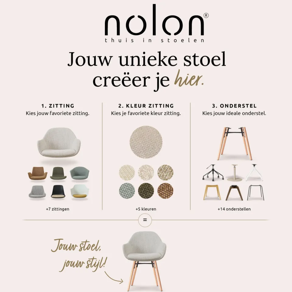 Nolon Nino-Pip barkruk zwart - beige onderstel - 65 cm, foto 4