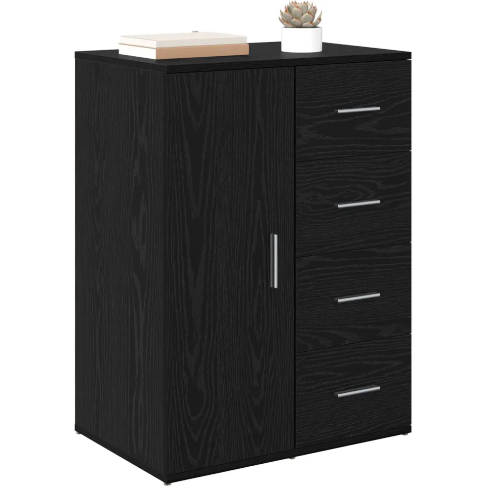vidaXL Dressoir Zwart Eiken 59 x 39 x 80 cm Bewerkt hout