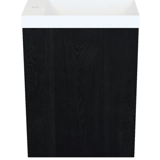 Arcqua Fonteinkast Black Oak Arcqua Luna 40x55x28 cm Incl. Fontein Mat Wit Met Overloop