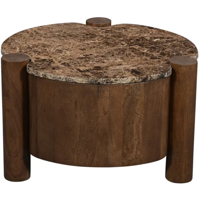 DÉJA Living Salontafel Mabel - Rond - Marmer - 60cm Donkerbruin