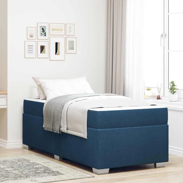 vidaXL Bedframe met matras Blauw 80 x 200 cm Stof