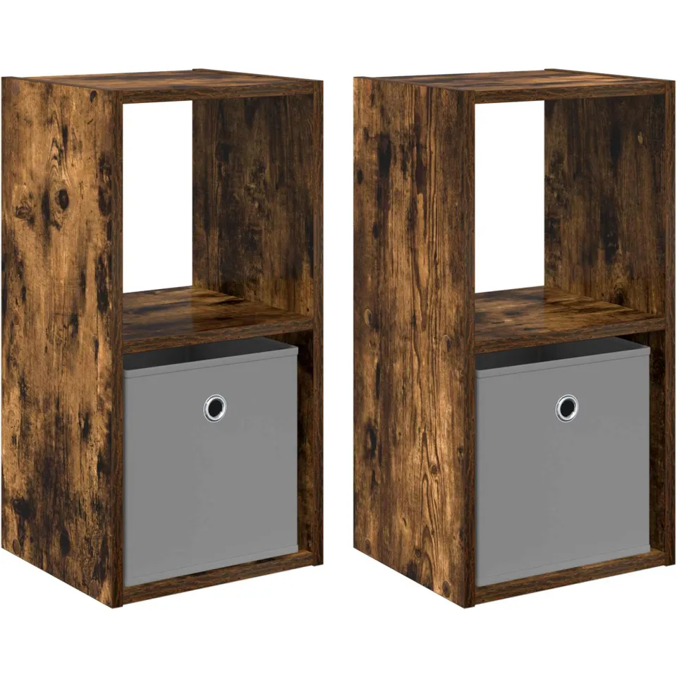 vidaXL Nachtkastje 2 st Gerookt eiken 30,5 x 27 x 59,5 cm Bewerkt hout, foto 3