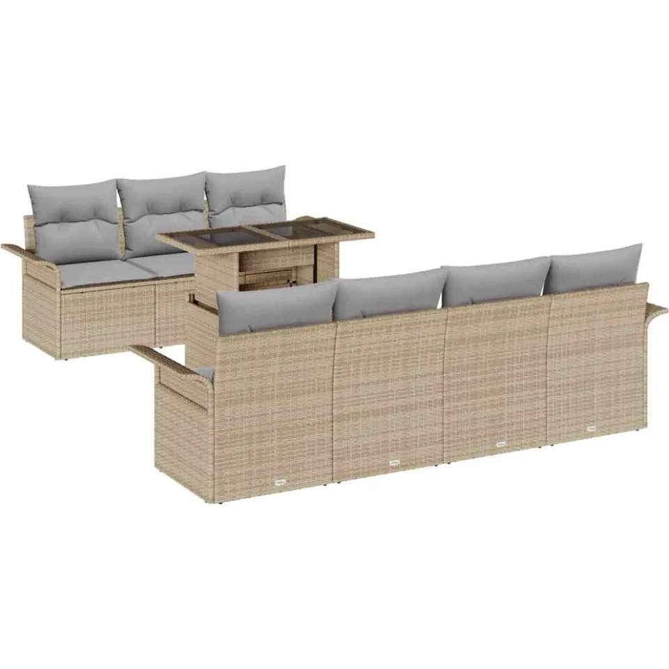 vidaXL Tuin Sofa Set 8 st Beige [Synthetisch]: Poly Rattan, foto 3
