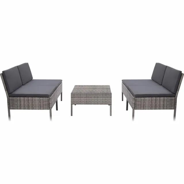 vidaXL 5-delige Loungeset met kussens poly rattan grijs