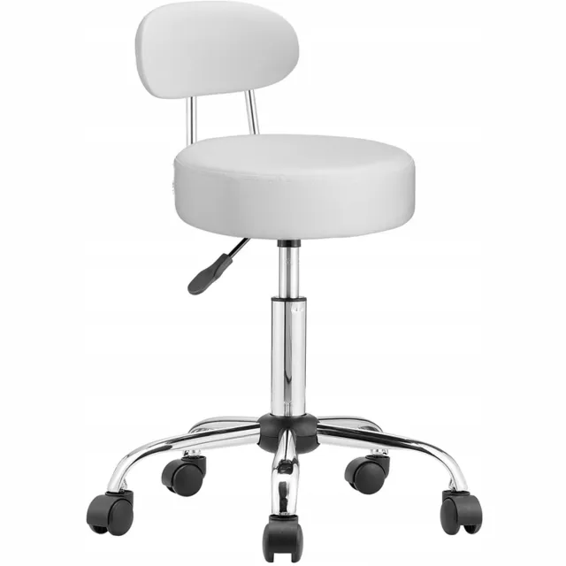 Casaria Wit Hoker Bar/Kappersstoel met Wielen en Verstelbare Hoogte White