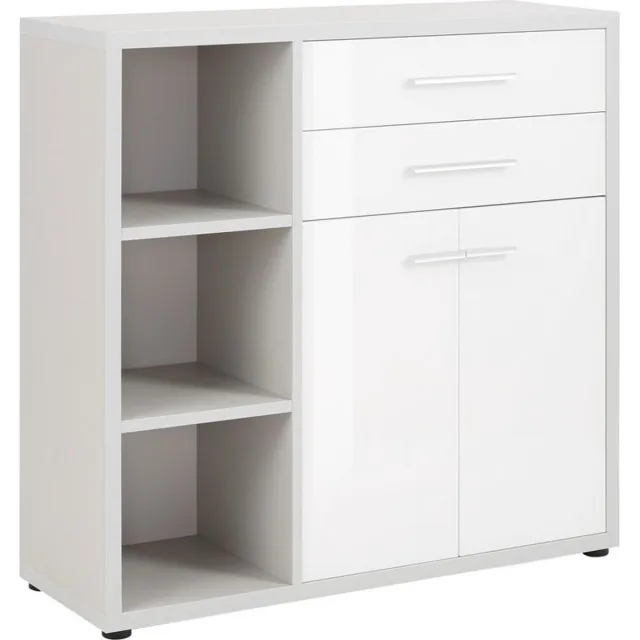 Bermeo Dressoir Banco 110 cm hoog in platina grijs met wit Grijs,Wit,Platinagrijs