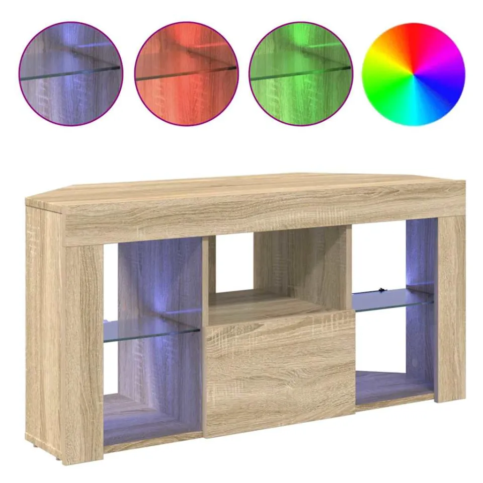 vidaXL Hoek LED TV Kast 100 x 40 x 50 cm Sonoma Eiken Bewerkt hout Grijs