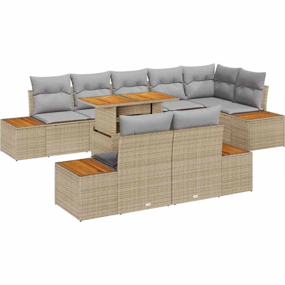 vidaXL Tuin Sofa Set 9 st Beige Poly riet, foto 4