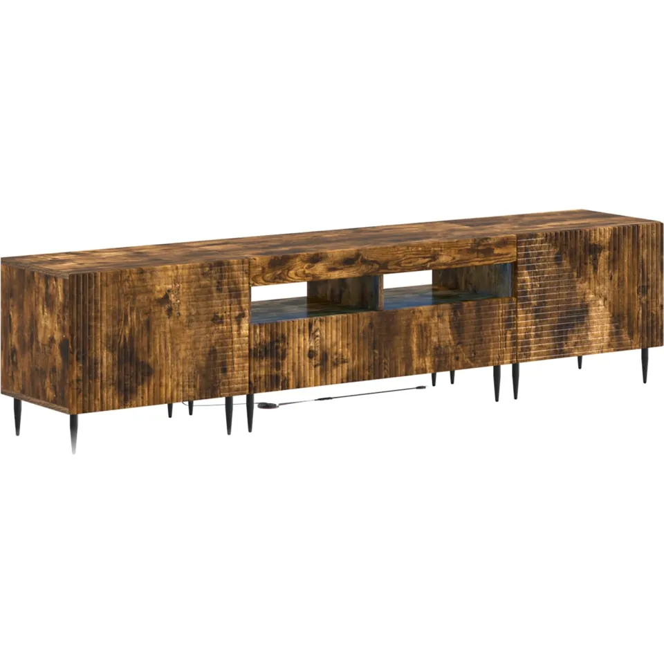 vidaXL 3-delige LED TV-kast Gerookt eiken Bewerkt hout Bruin