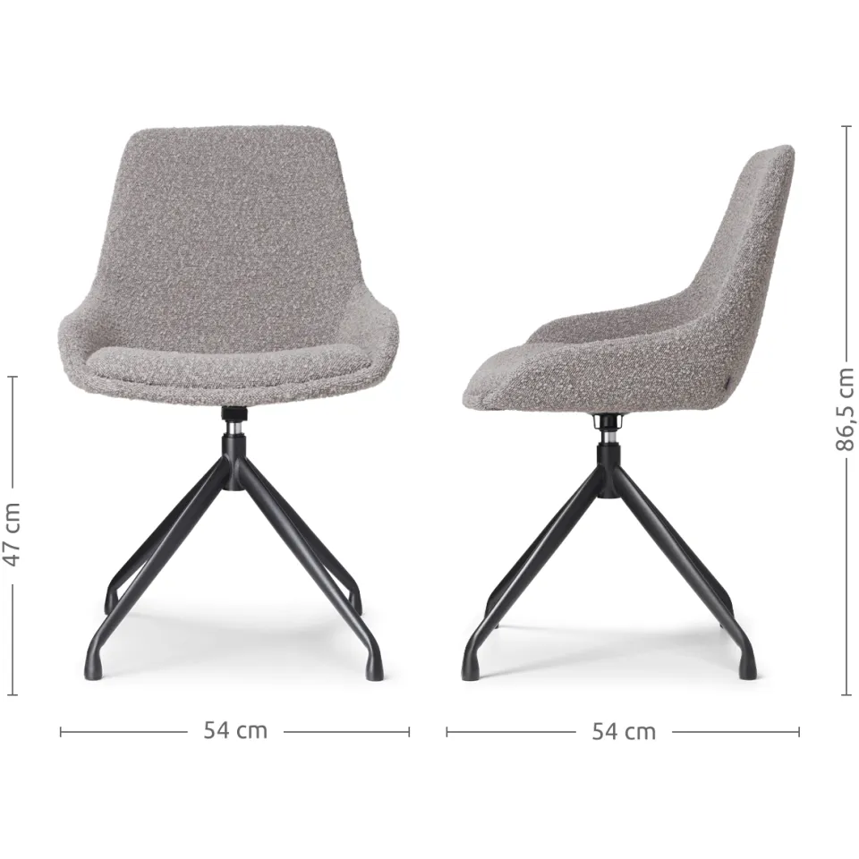 Nolon Nola-Isa draaibare eetkamerstoel bouclé taupe - zwart onderstel, foto 3