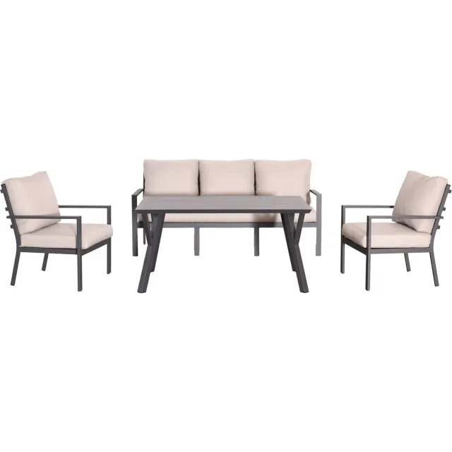 Atlantis Sereno | Loungeset Tuinset | 3-Zits Bank, Hoge Tuintafel, 2 Lounge Stoelen Antraciet