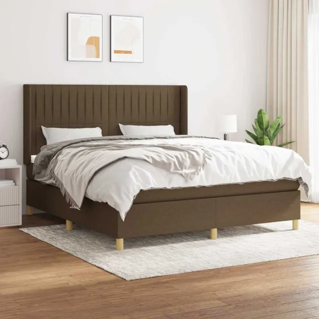 vidaXL Boxspring met matras stof donkerbruin 160x200 cm bruin