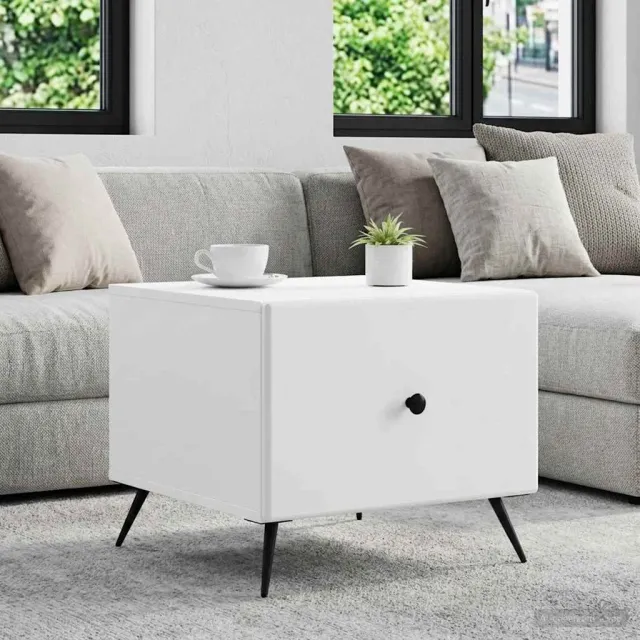 vidaXL Salontafel met lade Wit 49 x 50 x 40 cm Bewerkt hout, foto 2