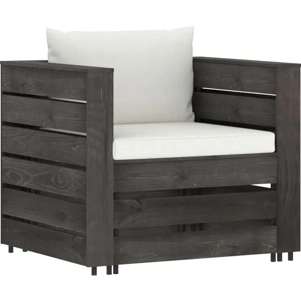 vidaXL 2-delige Loungeset met kussens grijs geïmpregneerd hout, foto 2