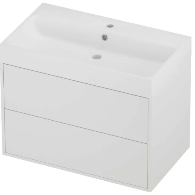 Proline Podium Badmeubelset Polystone Loft 1 Kraangat Voor Grepen 80x46x62 cm Mat Wit Mat White