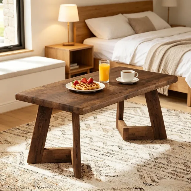 STILVORA Salontafel - Rechthoekig Landelijk Design Voor Woonkamer En Werkhoek - Houtlook - 120x60x51 Cm - Rustiek Bruin Zwart Wit